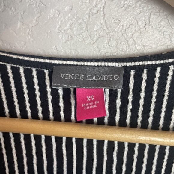 Vince Camuto Womens XS Top Black Striped Wrap Front V-Neck Shirt Blouse XSmall - Picture 4 of 7